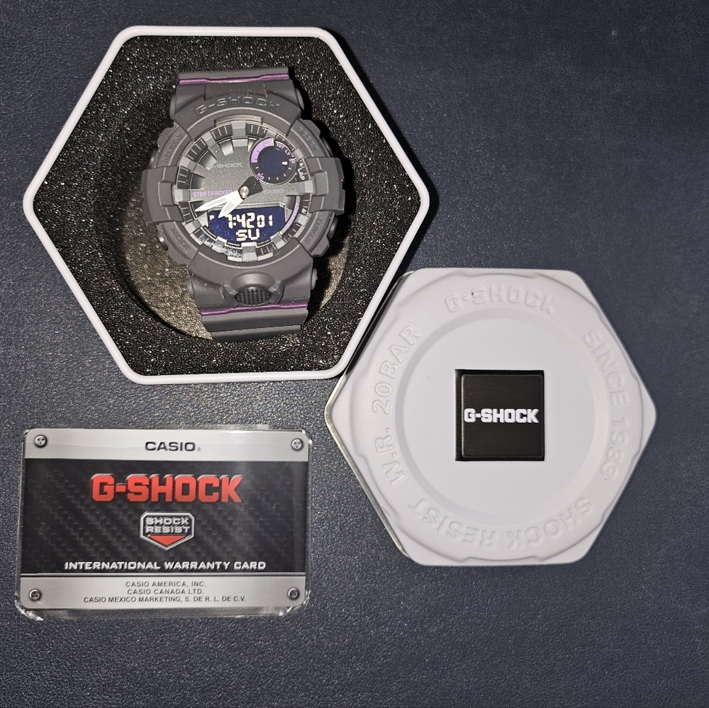Casio G-Shock Women's S Series Mobile Link Black and Purple Resin Strap Watch